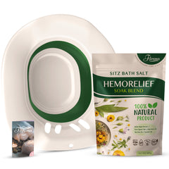 Fivona.com 2-in-1 Hemorelief Sitz Bath Soak Kit with soothing bath salts and a basin for comfort and relief.