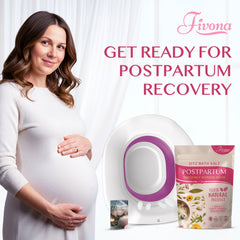 Fivona 2-in-1 Sitz Bath Soak Kit for postpartum care, with soothing bath salts and herbal blend for comfort and recovery.