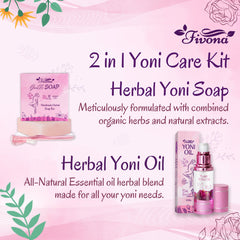 Fivona.com 2-in-1 set with natural yoni oil and soap bar, gentle feminine skincare products for intimate hygiene.