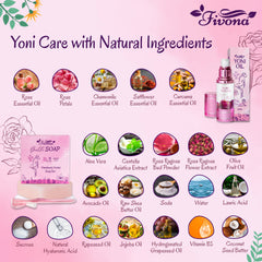 Fivona.com 2-in-1 Yoni Oil and Soap Bar set, natural skincare products for intimate hygiene and wellness.