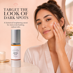 Organic Dark Spot Serum by Glimmer Goddess, 1 oz, face serum for fading hyperpigmentation and evening skin tone.
