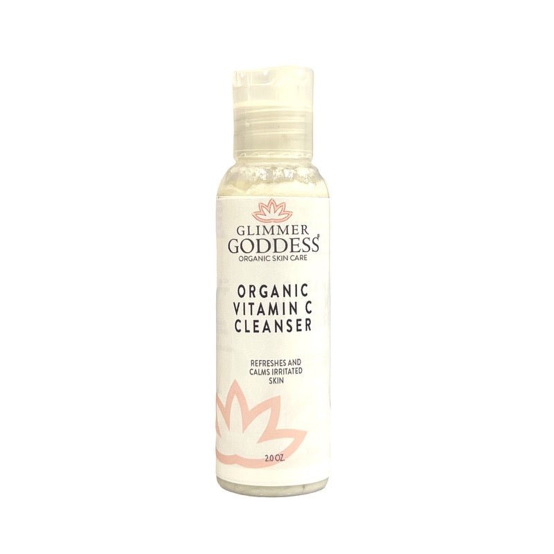Glimmer Goddess Organic Skin Care Vitamin C Radiance Deluxe Sample Kit in a gift set, featuring skincare products for brightening and radiance.