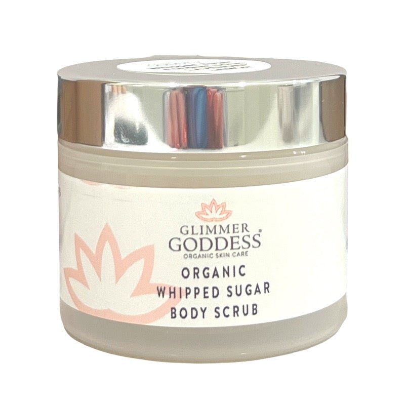 Organic Vitamin C Radiance Deluxe Sample Kit by Glimmer Goddess® Organic Skin Care in a gift pack with skincare products.