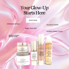 Glimmer Goddess Organic Bridal Glow Essentials Gift Set with skincare products for radiant wedding day skin.