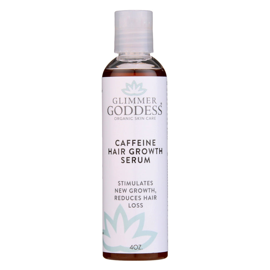 Organic Caffeine Hair Growth Serum by Glimmer Goddess® for scalp treatment and hair loss, promoting healthy hair growth.