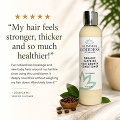 Organic Caffeine Hair Growth Mask by Glimmer Goddess® for deep conditioning and promoting hair growth, in an 8 oz jar.