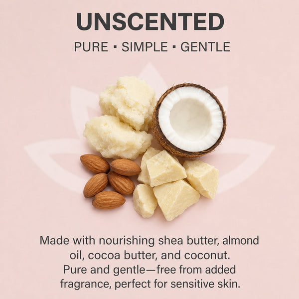Organic whipped body butter by Glimmer Goddess for extremely dry skin, shown in an 8 oz jar with lavender and lemon scent.