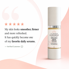 Glimmer Goddess Organic Skin Care DMAE Firming Serum in 1 oz bottle, natural facial serum for skin tightening and rejuvenation