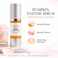 Organic Pumpkin Enzyme Serum by Glimmer Goddess® Organic Skin Care, 1 oz, exfoliating glow treatment serum for radiant skin.