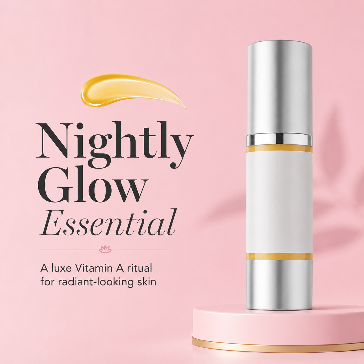 Glimmer Goddess Organic Skin Care Vitamin A Microcaps Serum in a glass dropper bottle, highlighting the serum's texture and packaging.