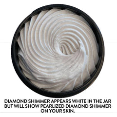Organic Shimmering Body Butter Trio by Glimmer Goddess® with bronze, diamond, and gold soft glow, 3 travel-sized jars.
