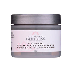 Organic Vitamin C & E Brightening Face Mask in a 2 oz jar, part of Glimmer Goddess® Organic Skin Care Masks & Peels.