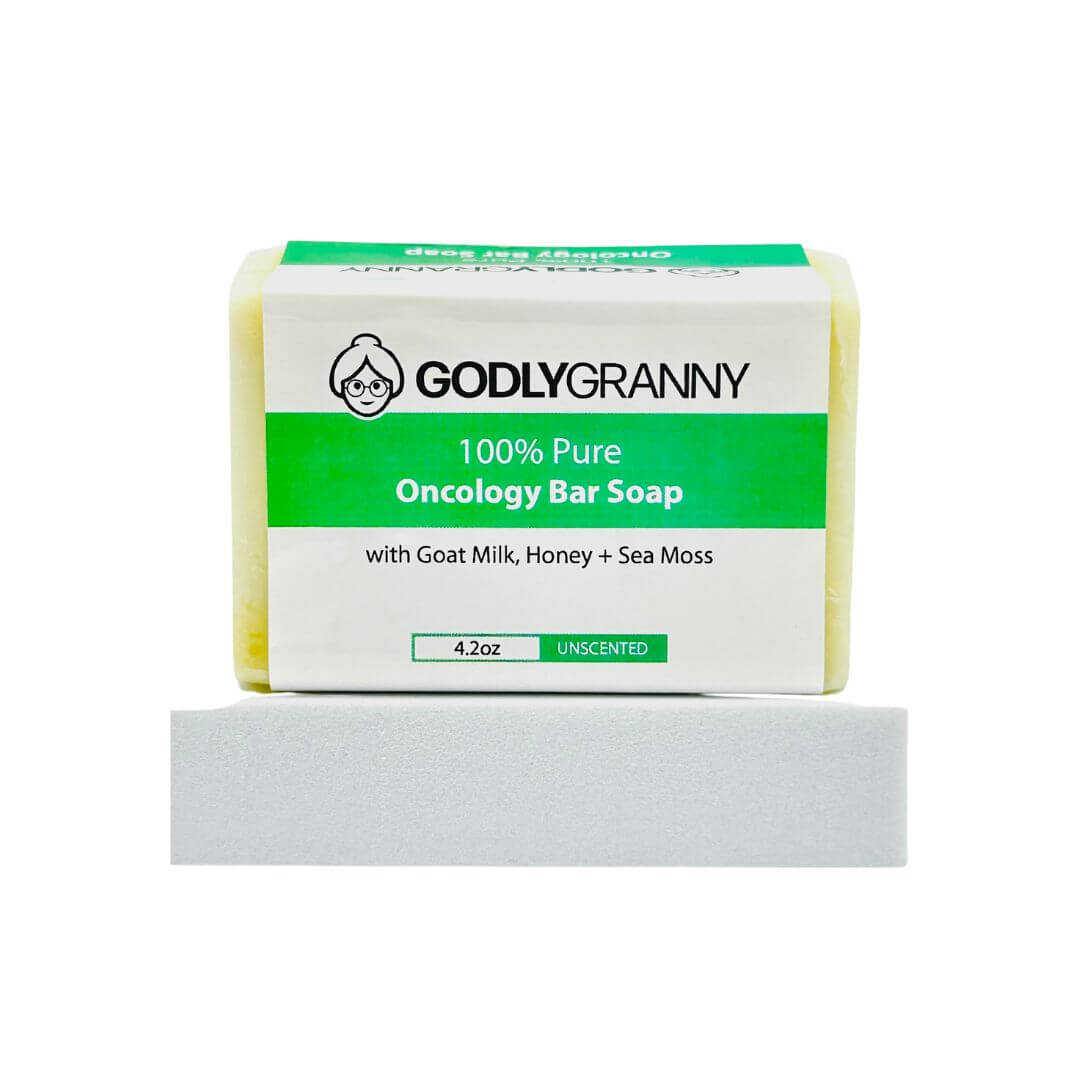 Bar soap by Godly Granny featuring goat milk, honey, and sea moss, showcasing a natural and nourishing skincare product.