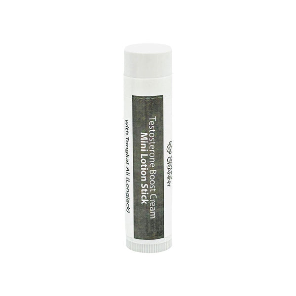 Mini lotion stick by Godly Granny featuring testosterone boost cream with Tongkat Ali and Longjack, in a compact 0.15-ounce stick.