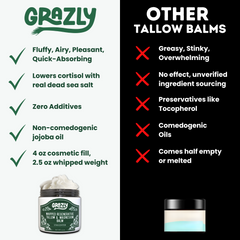 Unlabeled jar of Grazly Dead Sea Magnesium and Tallow Balm with a natural, unscented appearance and creamy texture.