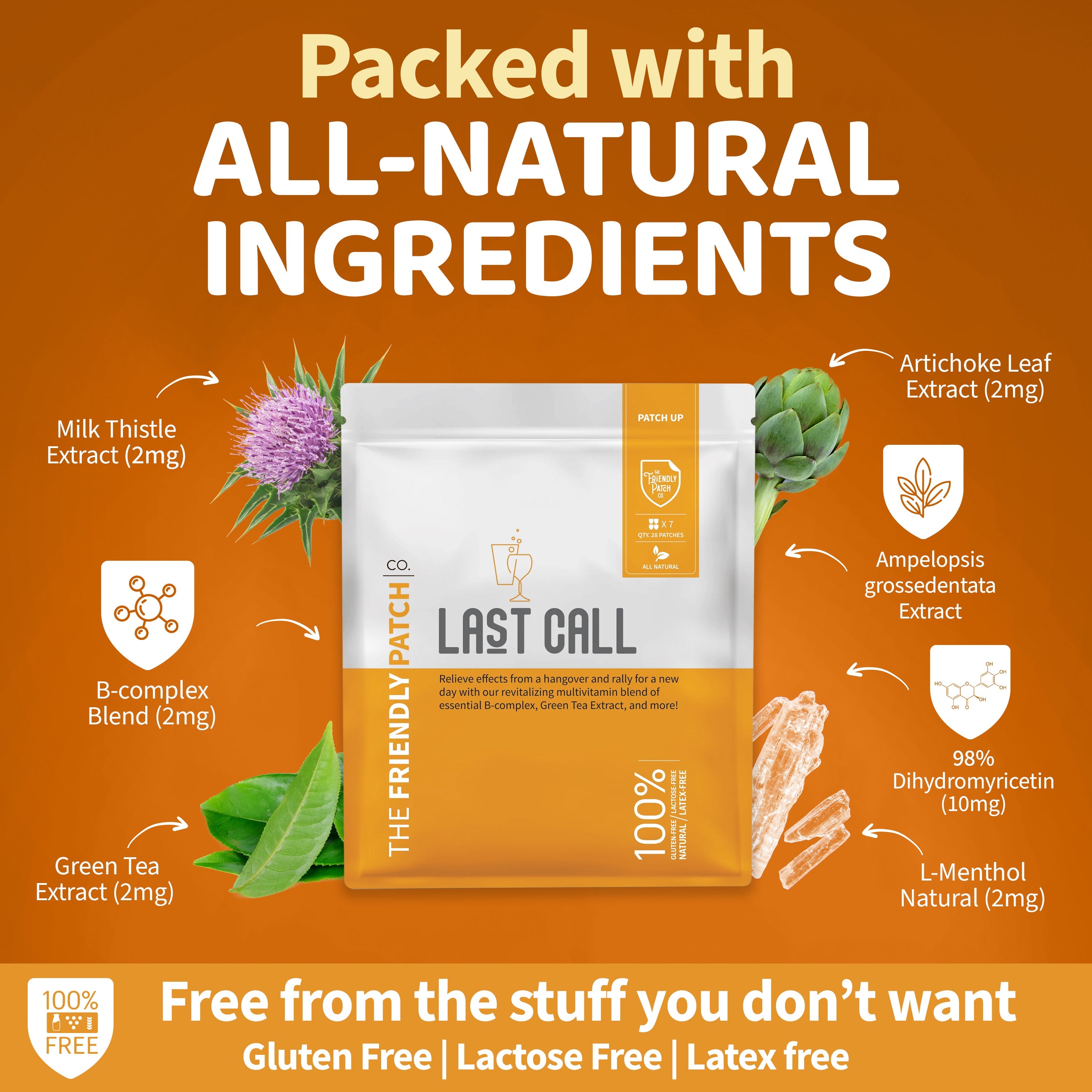 Wearable skin supplement patches by Friendly Patch Co featuring high-potency DHM and Milk Thistle for recovery.