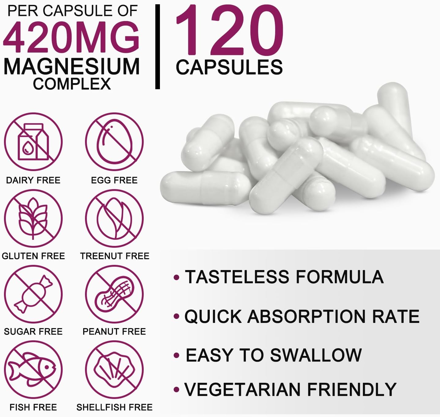 High absorption Magnesium Complex with Vitamin B6 capsules by I Love Health Store, designed for sleep, nerves, muscles, and bones.