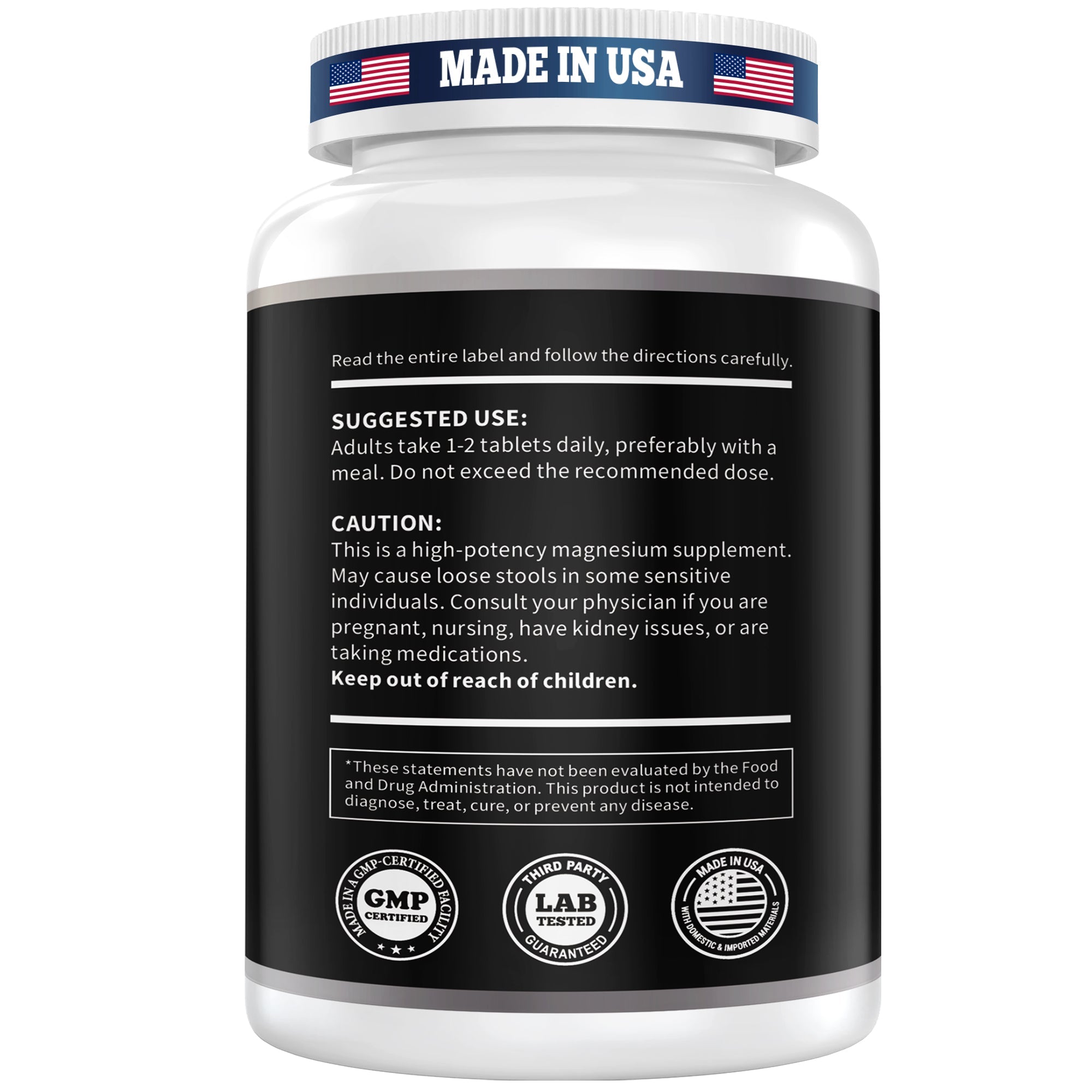 I Love Health Magnesium Citrate 400mg supplement bottle with 100 vegetarian tablets for heart health support.