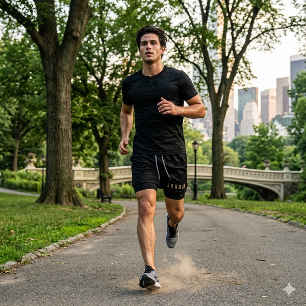 Men's double-layer running training shorts by THRIXINE, featuring breathable fabric and athletic design for comfortable exercise.