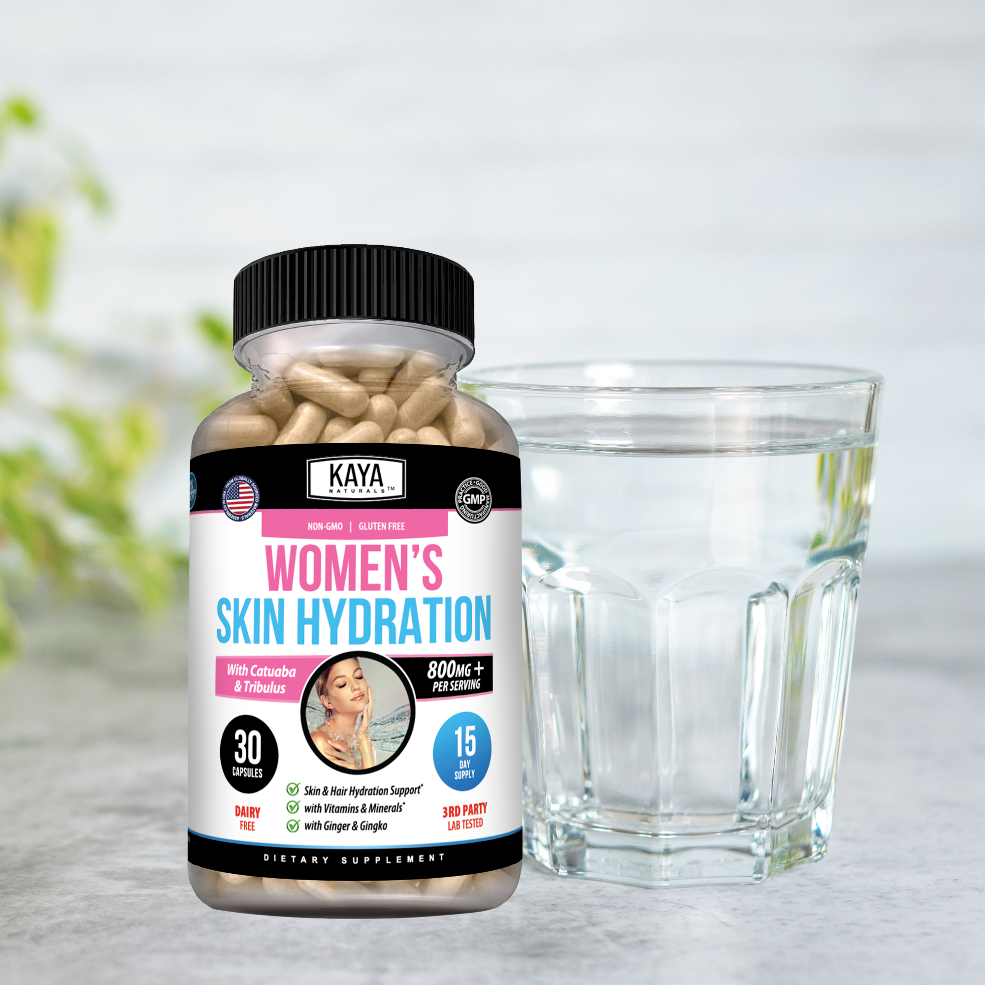 Women’s skin hydration cream by Kaya Naturals, featuring a sleek jar with a refreshing, hydrating formula for glowing skin.