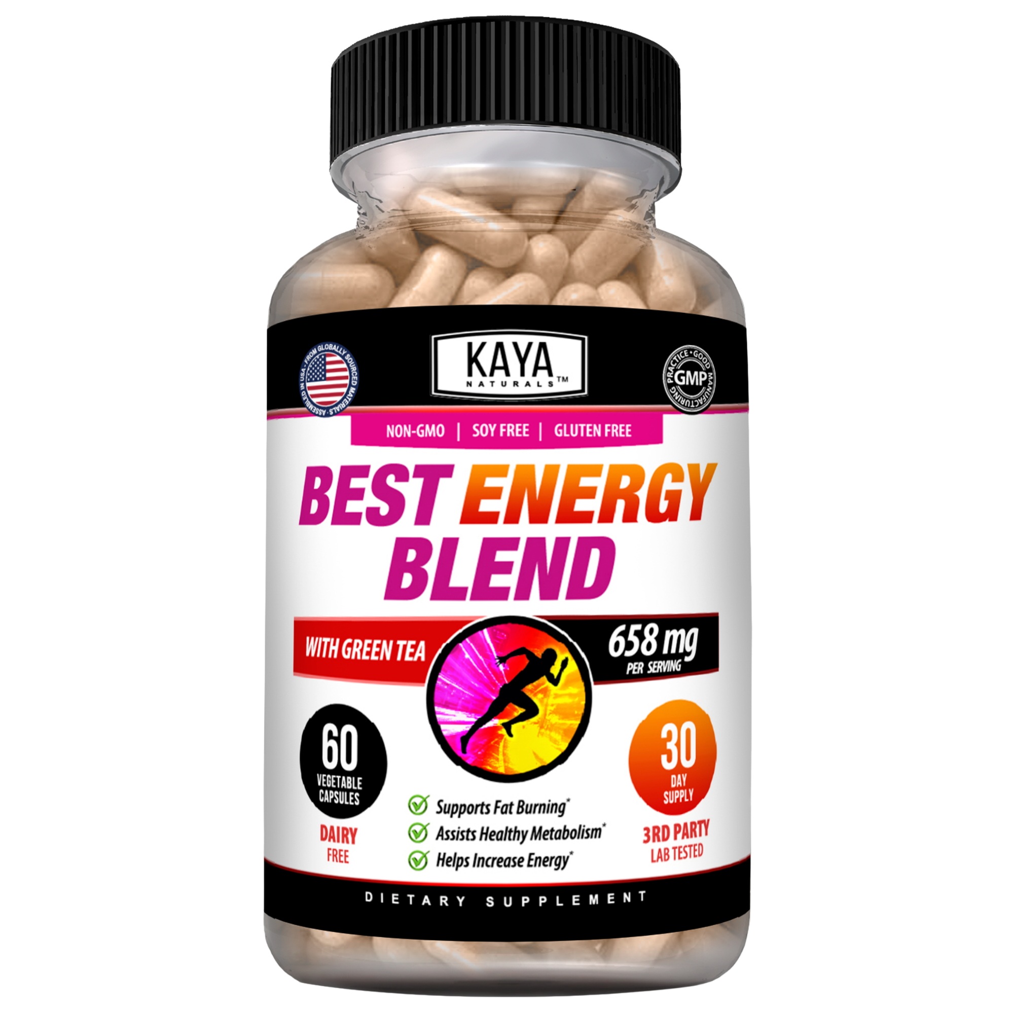 Kaya Naturals Best Energy Blend in a resealable bag, featuring a colorful mix of natural superfoods and energizing ingredients.