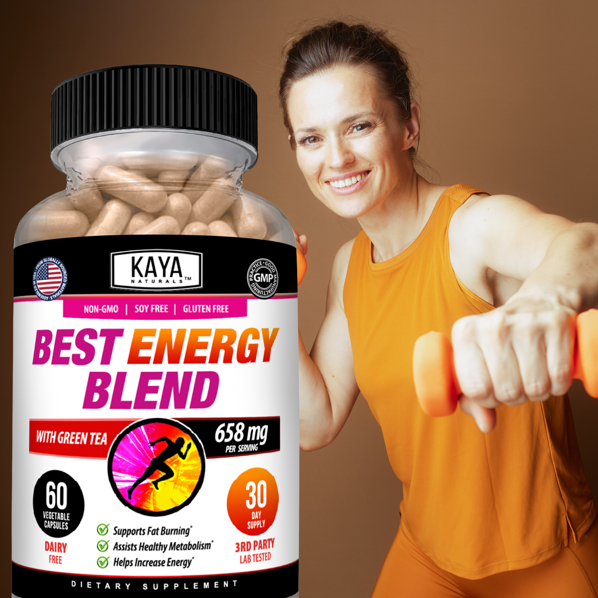 Image of Kaya Naturals Best Energy Blend in a resealable bag, showcasing the herbal supplement's packaging and branding.