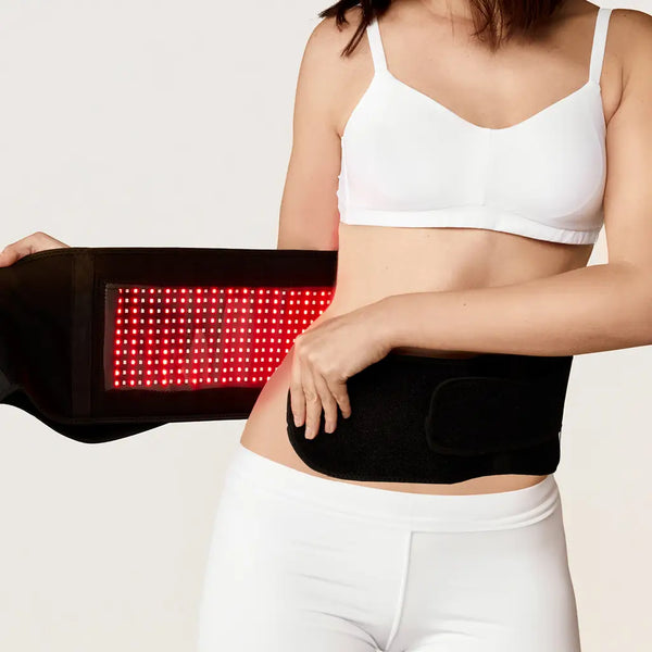 Nushape LipoWrap LED treatment device with flexible wrap and control panel, used for body contouring and fat reduction.