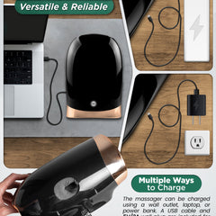 Lunix LX30 rolling hand massager in charcoal black with kneading, compression, heat, and cooling fan features.