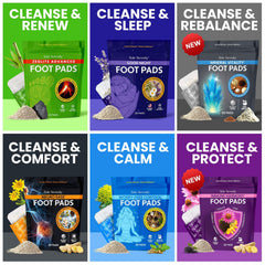 Lure Essentials Sole Serenity Foot Pads with Zeolite and botanical ingredients for detox and relaxation, shown on a foot.