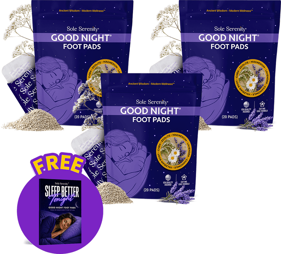 Lure Essentials Good Night Sleep and Detox Foot Pads, set of 10, showing white patches for relaxing sleep and detoxification.