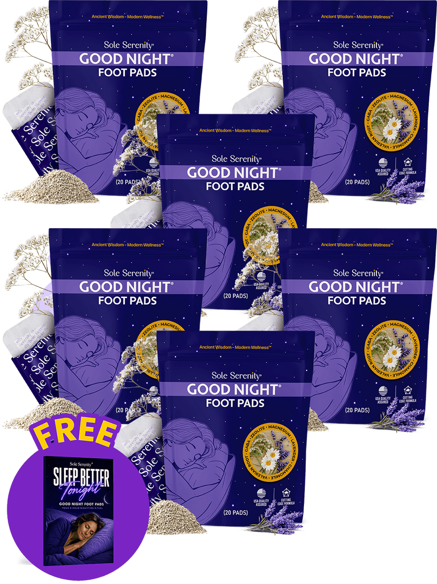 Lure Essentials Good Night Sleep and Detox Foot Pads, 10-night pack, natural herbal foot pads for relaxation and detoxification.