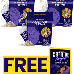 Lure Essentials Good Night Sleep and Detox Foot Pads package showing 10 pairs of detox foot pads for restful sleep.