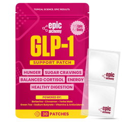 Lure Essentials Epic Body GLP-1 Berberine patches for weight management and metabolic support, shown on a neutral background.