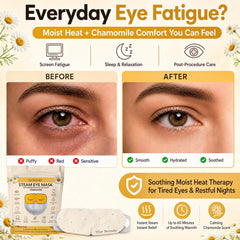 Lure Essentials Eye Serenity Steam Eye Mask in chamomile, relaxing eye care and wellness product with soothing aroma.