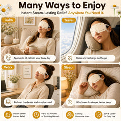 Lure Essentials Eye Serenity Steam Eye Mask in chamomile, soothing eye care and wellness mask for relaxation and comfort.