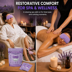 Lure Essentials Eye Serenity Steam Eye Mask in lavender, designed for eye care and relaxation, showing the mask with lavender scent.