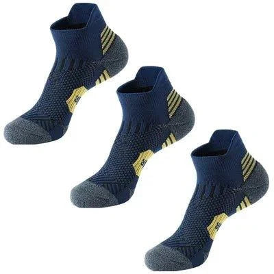 Mandotos 3-pair set of professional fitness sports socks with towel bottoms, non-slip grip, quick-drying material for running and training.