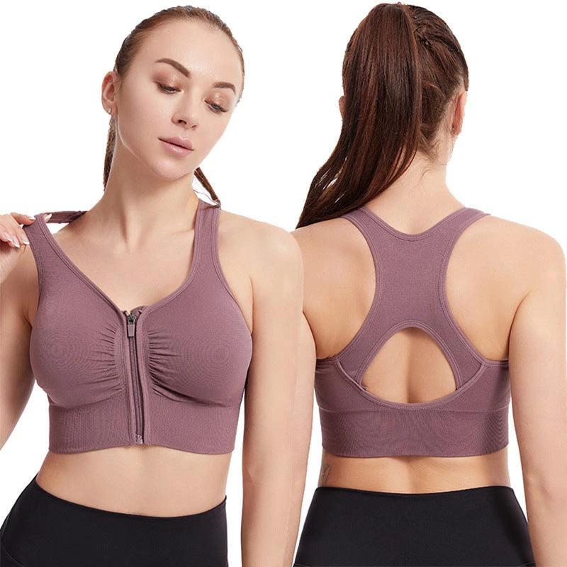 Mandotos shockproof plus size running and yoga sports bra with push-up support, designed for fitness and active wear.