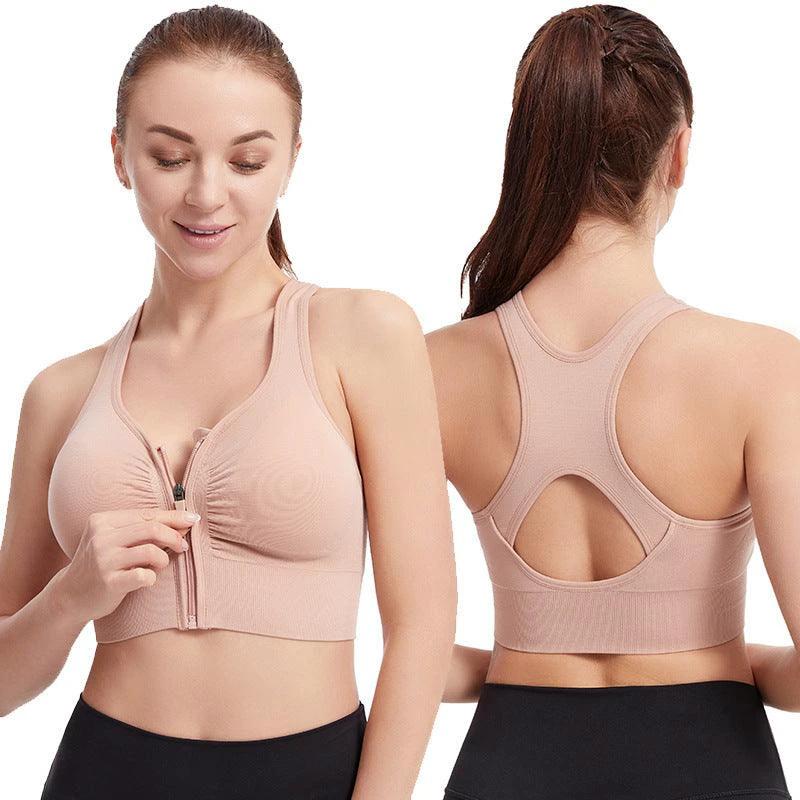 Mandotos shockproof push-up plus size sports bra for running, yoga, and fitness, with supportive design and moisture-wicking fabric.