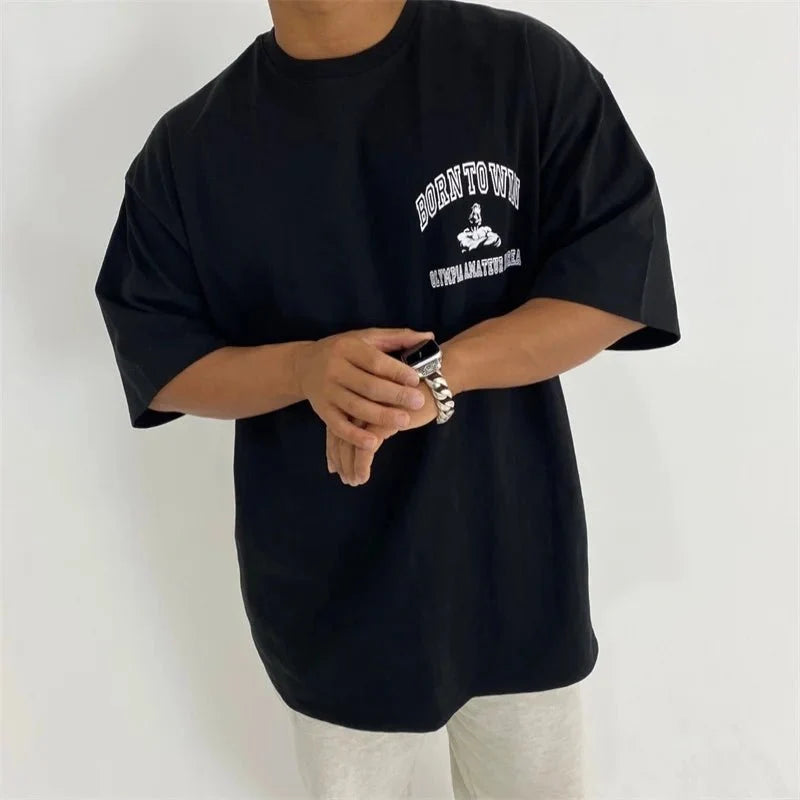 Men's cotton fitness T-shirt by MANDOTOS, short sleeve summer gym tee, casual athletic wear, light and breathable fabric