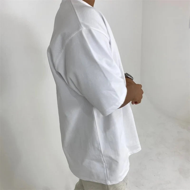 Men's cotton fitness T-shirt by MANDOTOS, short sleeve summer gym tee with breathable fabric for active wear.