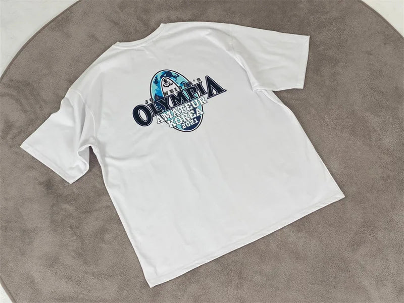 Men's cotton fitness T-shirt by MANDOTOS, short sleeve summer gym tee, casual athletic wear for men.