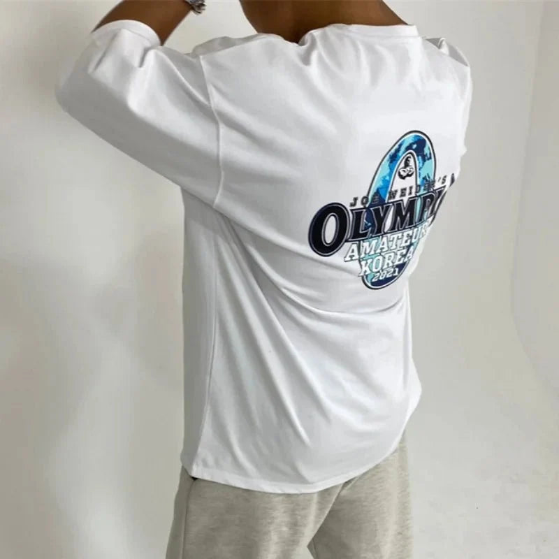 Men's cotton fitness T-shirt by MANDOTOS, short sleeve summer gym tee with comfortable fit and breathable fabric.