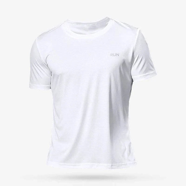 Men's quick dry compression fitness T-shirt by MANDOTOS, lightweight athletic shirt with moisture-wicking fabric for active wear.