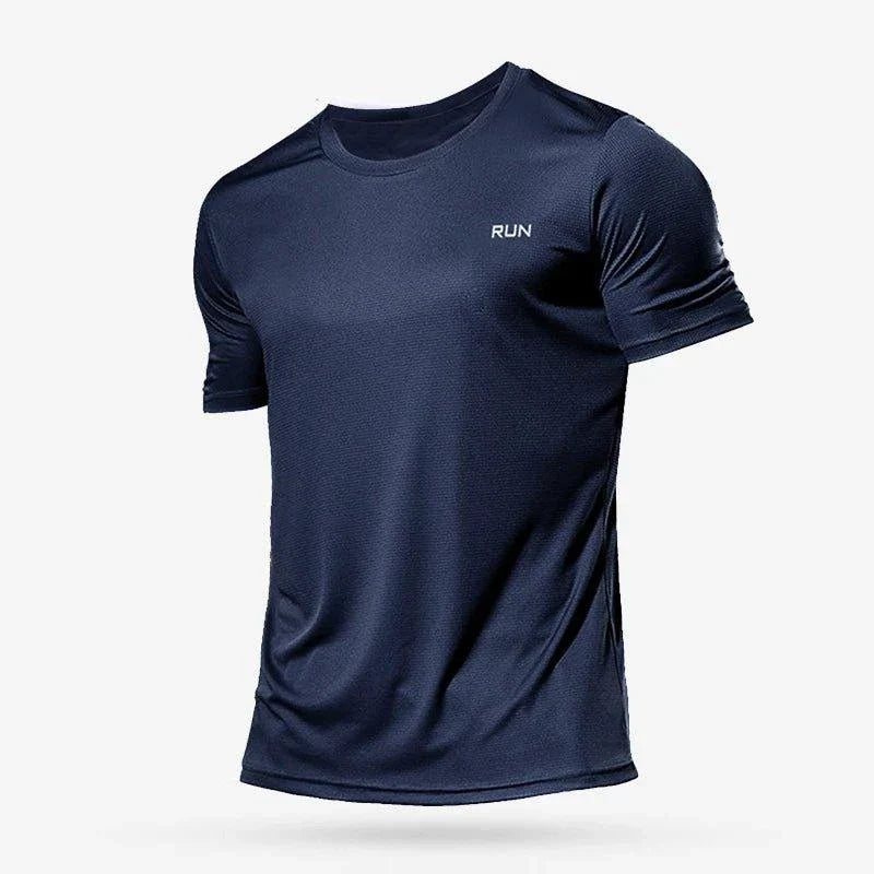 Men's quick dry compression fitness T-shirt by MANDOTOS, shown in black with lightweight, moisture-wicking fabric for activewear.
