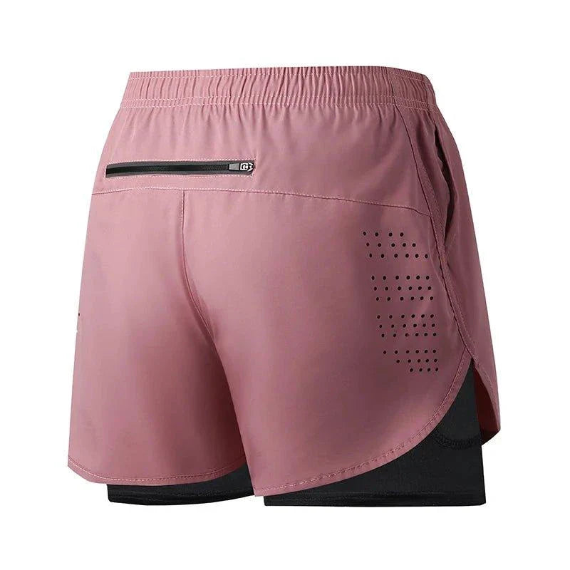 Mandotos men's black running shorts with quick-drying double-layer design, ideal for fitness, workout, and bodybuilding training.