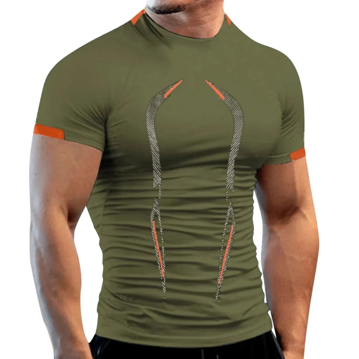 Mandotos men's summer breathable gym T-shirt, quick-drying jogging and training top for fitness and running activities.