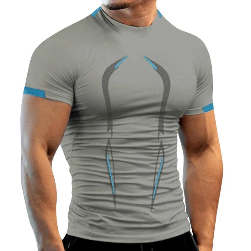 Mandotos men's summer gym T-shirt, breathable and quick-drying, ideal for jogging, running, and training fitness tops.