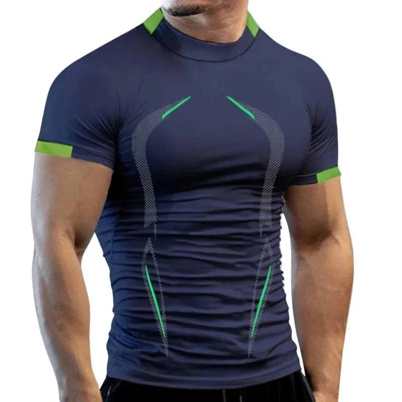 Mandotos men's summer breathable gym T-shirt, quick-drying jogging and training T-shirt for fitness and running activities.
