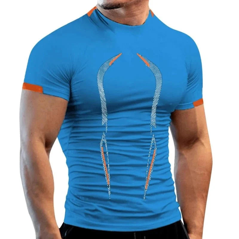 Mandotos men's summer gym T-shirt, breathable quick-drying fabric, ideal for jogging, running, and fitness training.